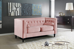 Meridian Furniture Taylor Pink Velvet Loveseat