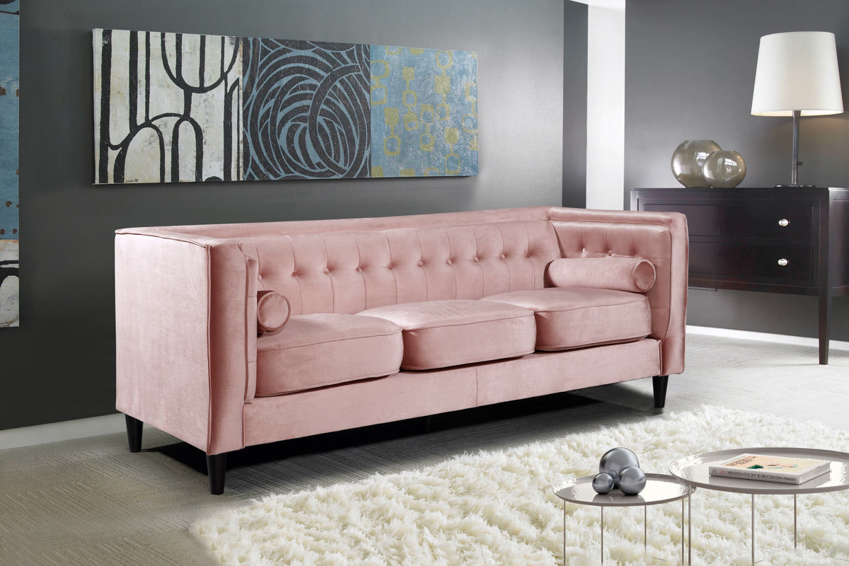 Meridian Furniture Taylor Pink Velvet Sofa