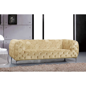 Meridian Furniture Mercer Beige Velvet Sofa-Minimal & Modern