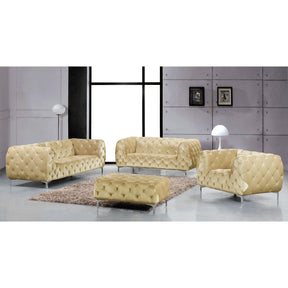 Meridian Furniture Mercer Beige Velvet Sofa-Minimal & Modern