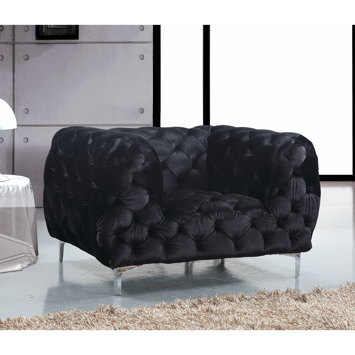 Meridian Furniture Mercer Black Velvet Chair-Minimal & Modern