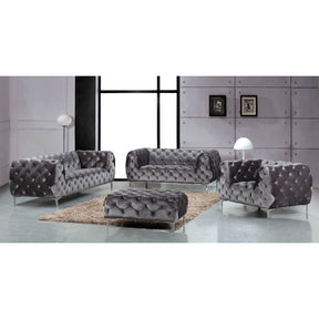 Meridian Furniture Mercer Grey Velvet Chair-Minimal & Modern