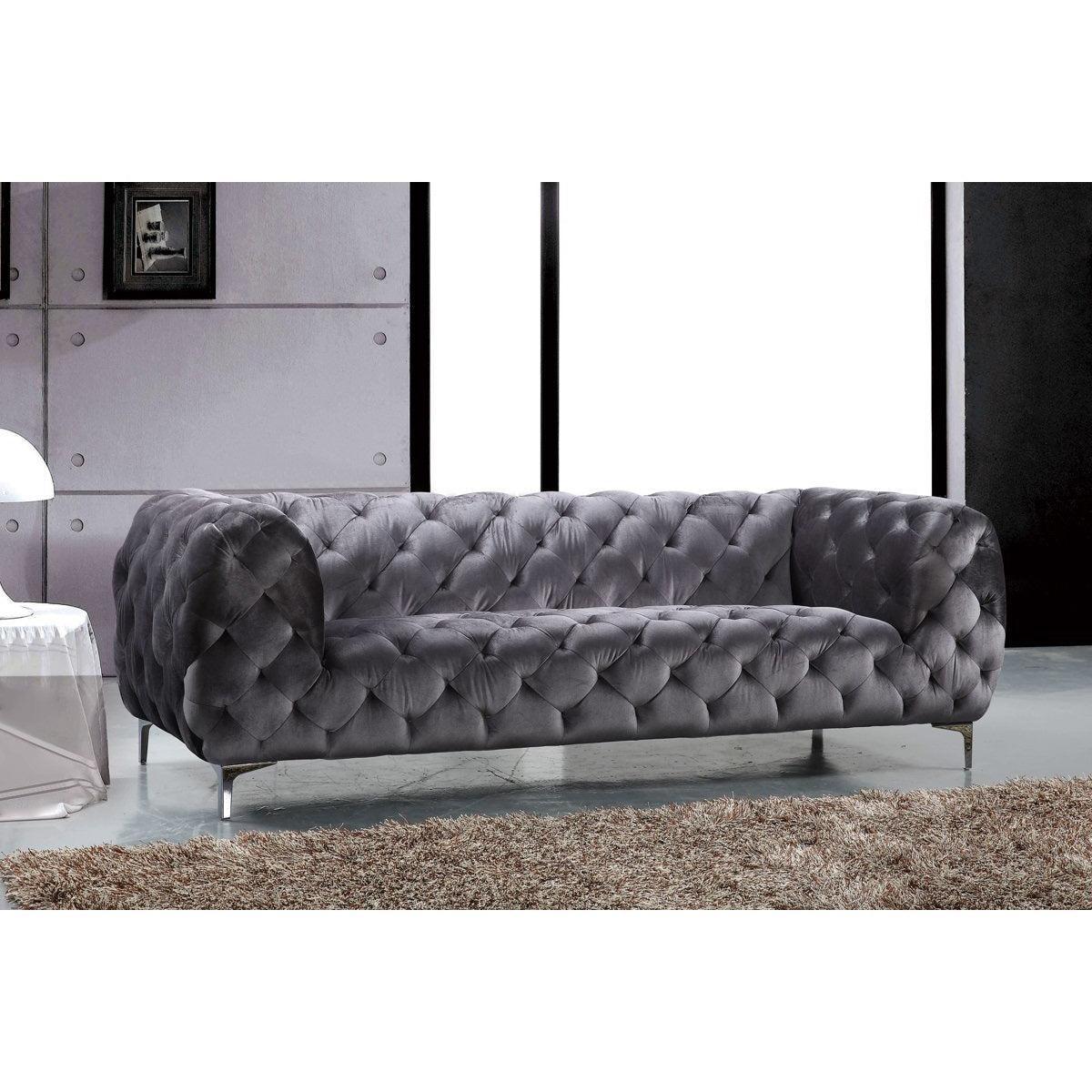 Meridian Furniture Mercer Grey Velvet SofaMeridian Furniture - Sofa - Minimal And Modern - 1