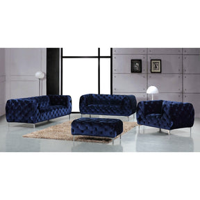 Meridian Furniture Mercer Navy Velvet Loveseat-Minimal & Modern