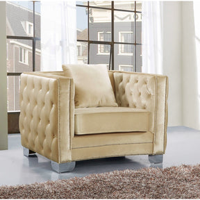 Meridian Furniture Reese Beige Velvet Chair-Minimal & Modern