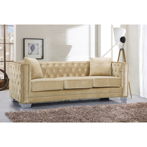 Meridian Furniture Reese Beige Velvet Sofa-Minimal & Modern