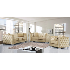 Meridian Furniture Reese Beige Velvet Sofa-Minimal & Modern