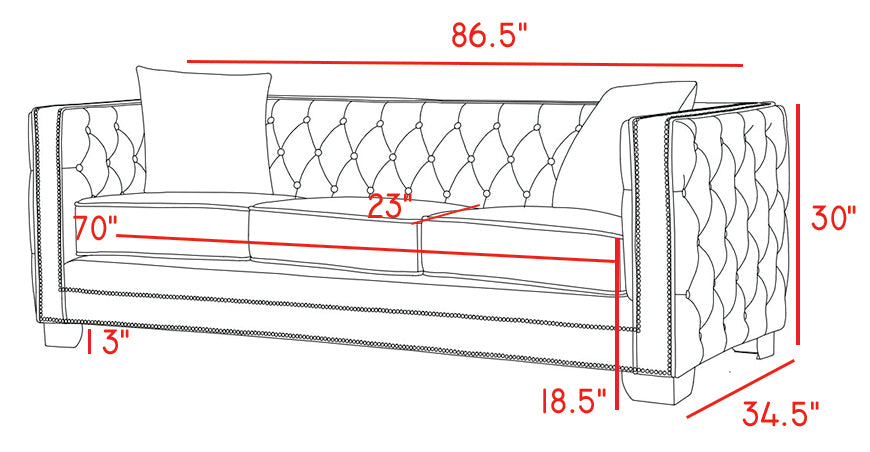 Meridian Furniture Reese Beige Velvet Sofa