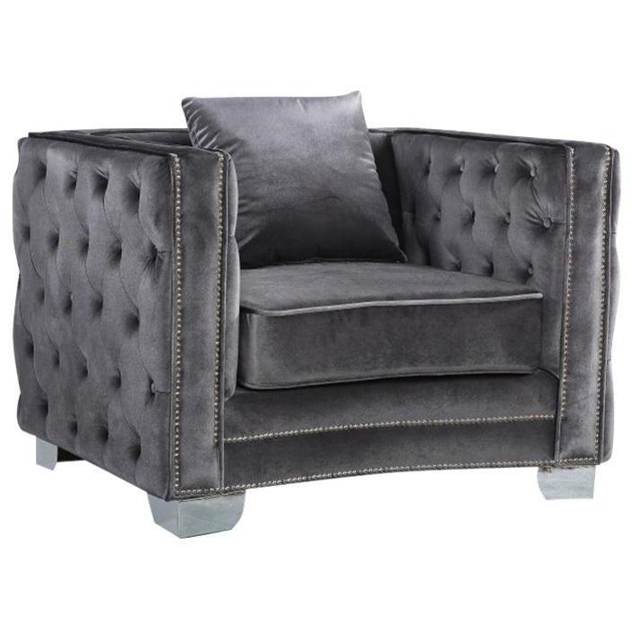 Meridian Furniture Reese Grey Velvet ChairMeridian Furniture - Chair - Minimal And Modern - 1