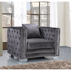 Meridian Furniture Reese Grey Velvet Chair-Minimal & Modern