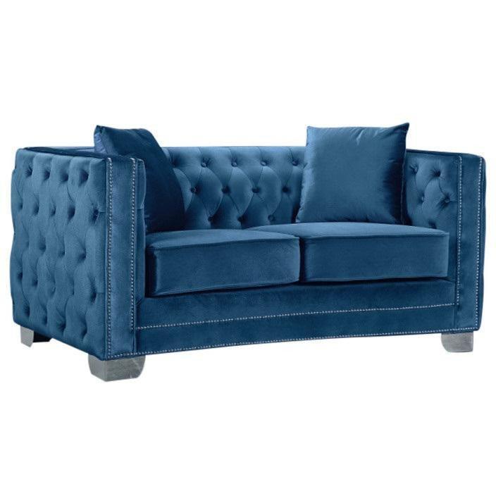 Meridian Furniture Reese Light Blue Velvet LoveseatMeridian Furniture - Loveseat - Minimal And Modern - 1