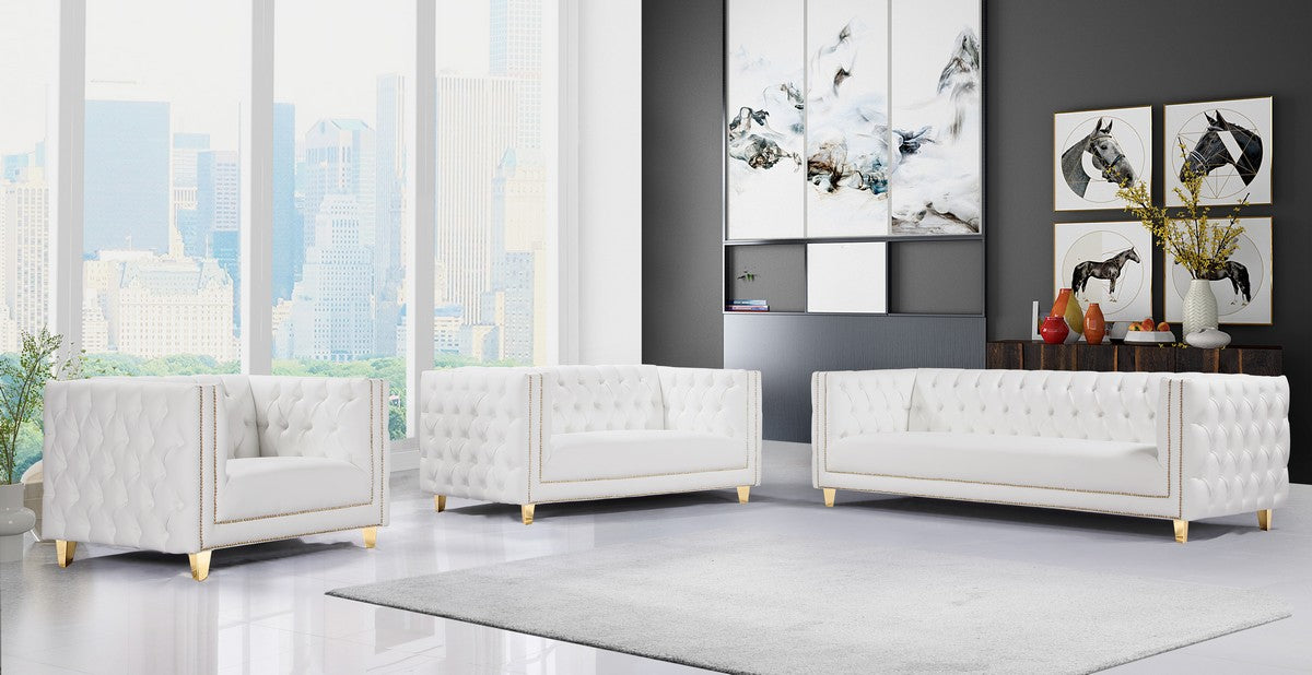 Meridian Furniture Michelle White Faux Leather Sofa