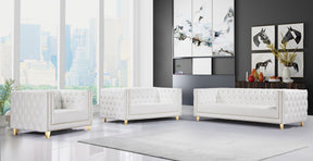 Meridian Furniture Michelle White Faux Leather Sofa