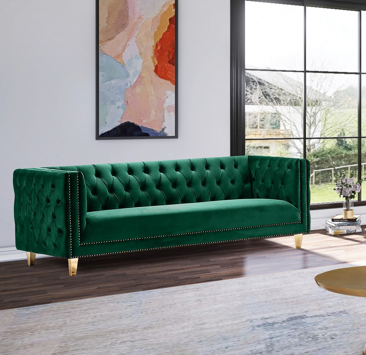 Meridian Furniture Michelle Green Velvet Sofa