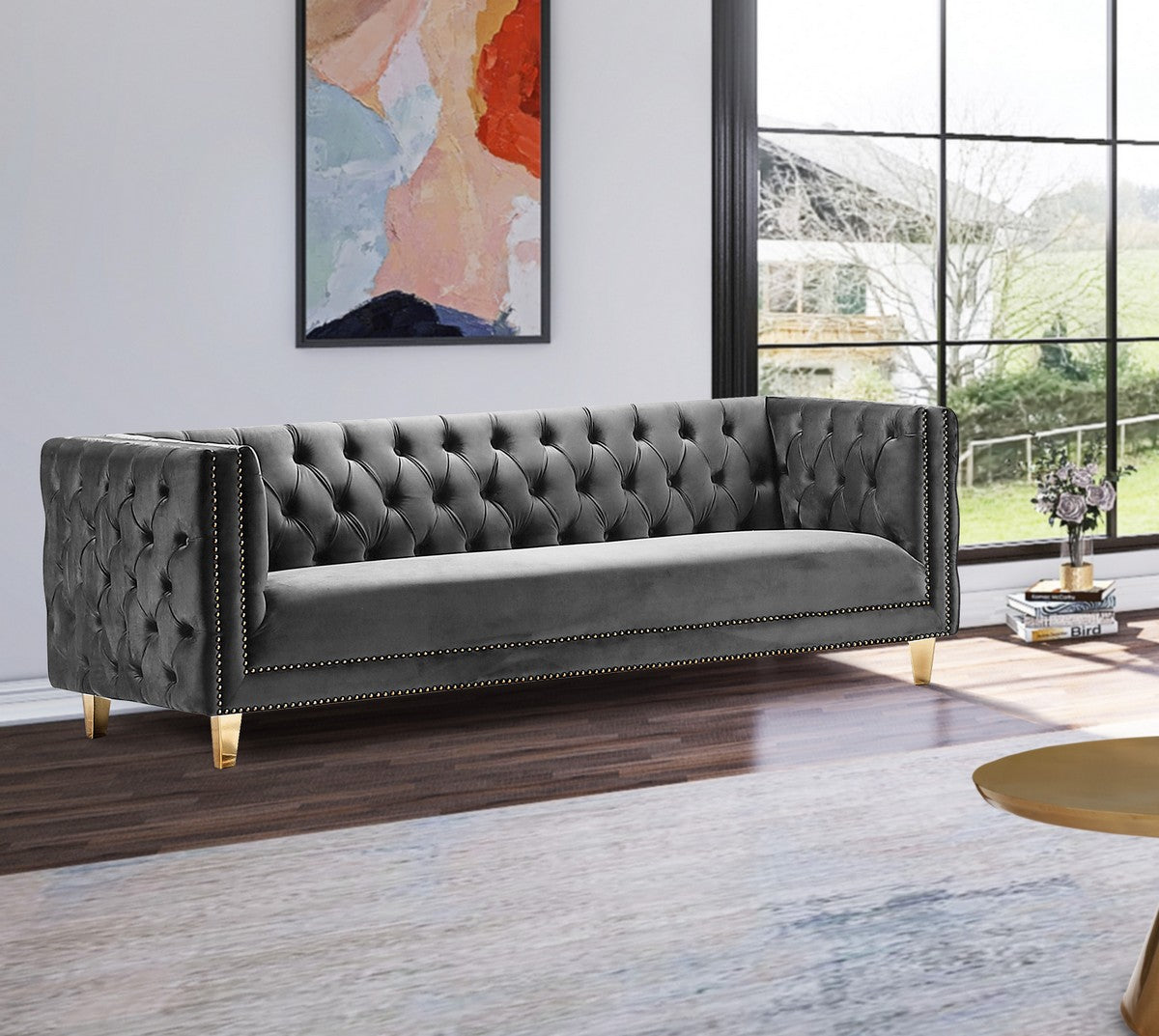 Meridian Furniture Michelle Grey Velvet Sofa