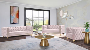 Meridian Furniture Michelle Pink Velvet Sofa