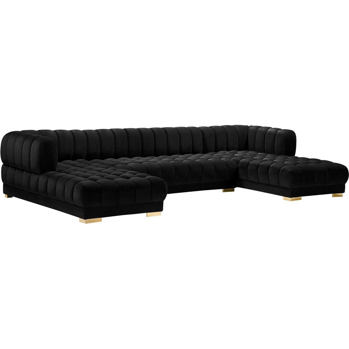 Meridian Furniture Gwen Black Velvet 3pc. Sectional (3 Boxes)Meridian Furniture - 3pc. Sectional (3 Boxes) - Minimal And Modern - 1
