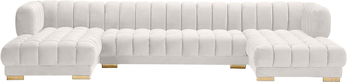 Meridian Furniture Gwen Cream Velvet 3pc. Sectional (3 Boxes)