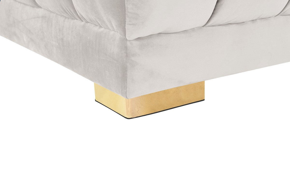 Meridian Furniture Gwen Cream Velvet 3pc. Sectional (3 Boxes)