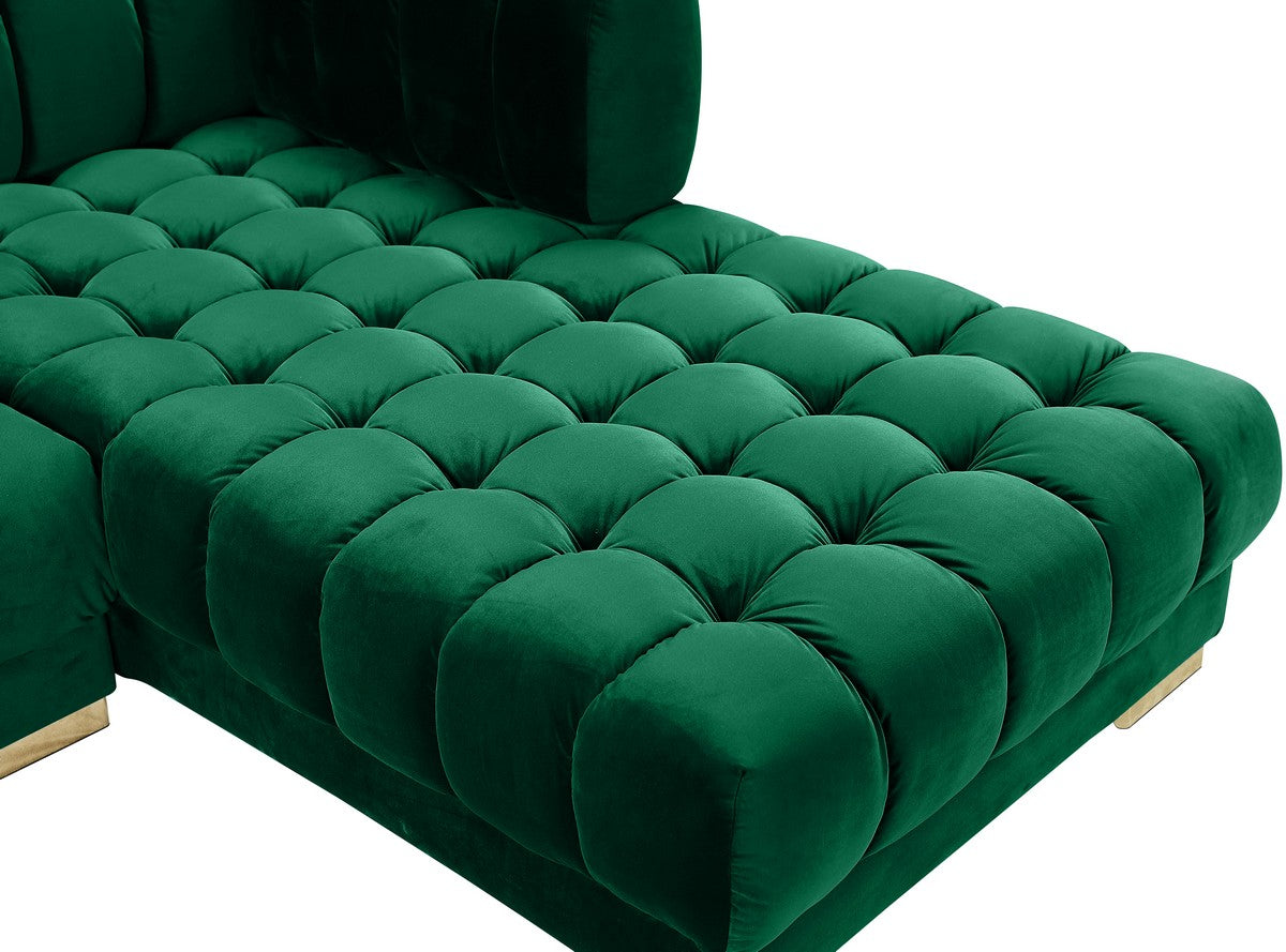 Meridian Furniture Gwen Green Velvet 3pc. Sectional (3 Boxes)
