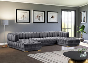 Meridian Furniture Gwen Grey Velvet 3pc. Sectional (3 Boxes)