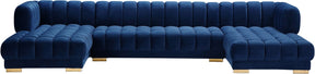 Meridian Furniture Gwen Navy Velvet 3pc. Sectional (3 Boxes)