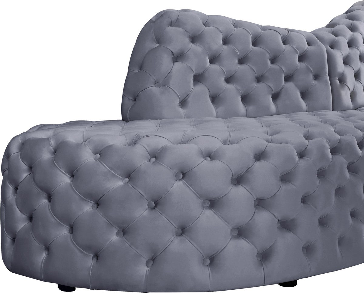 Meridian Furniture Royal Grey Velvet 2pc. Sectional
