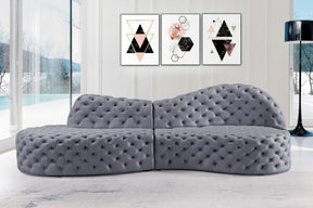 Meridian Furniture Royal Grey Velvet 2pc. Sectional