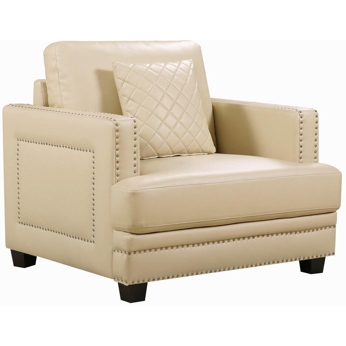 Meridian Furniture Ferrara Beige Leather Chair-Minimal & Modern