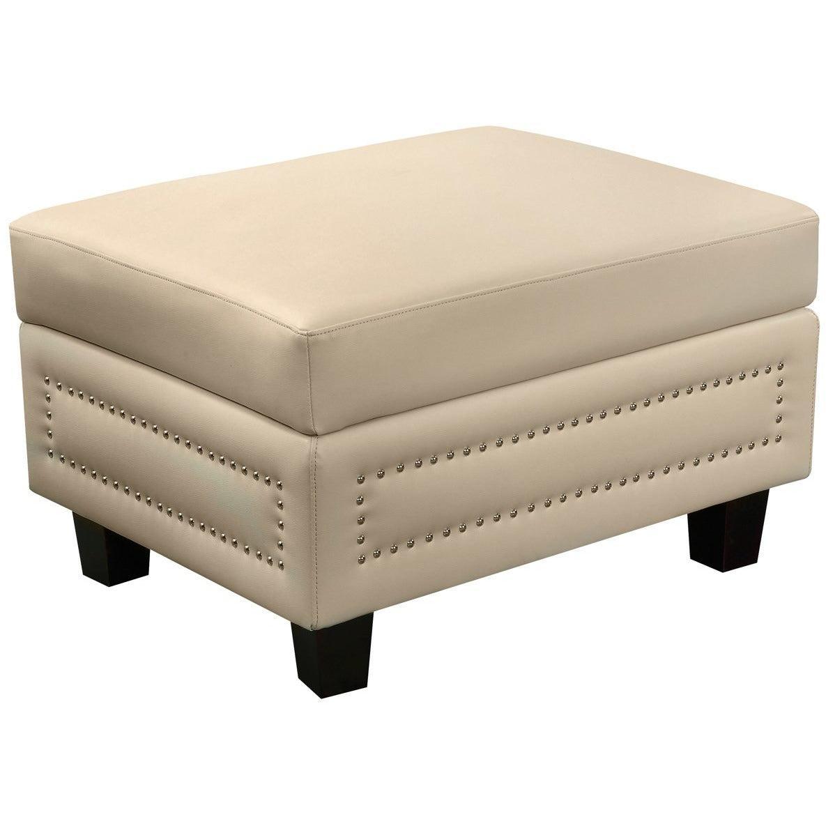 Meridian Furniture Ferrara Beige Leather Storage Ottoman-Minimal & Modern