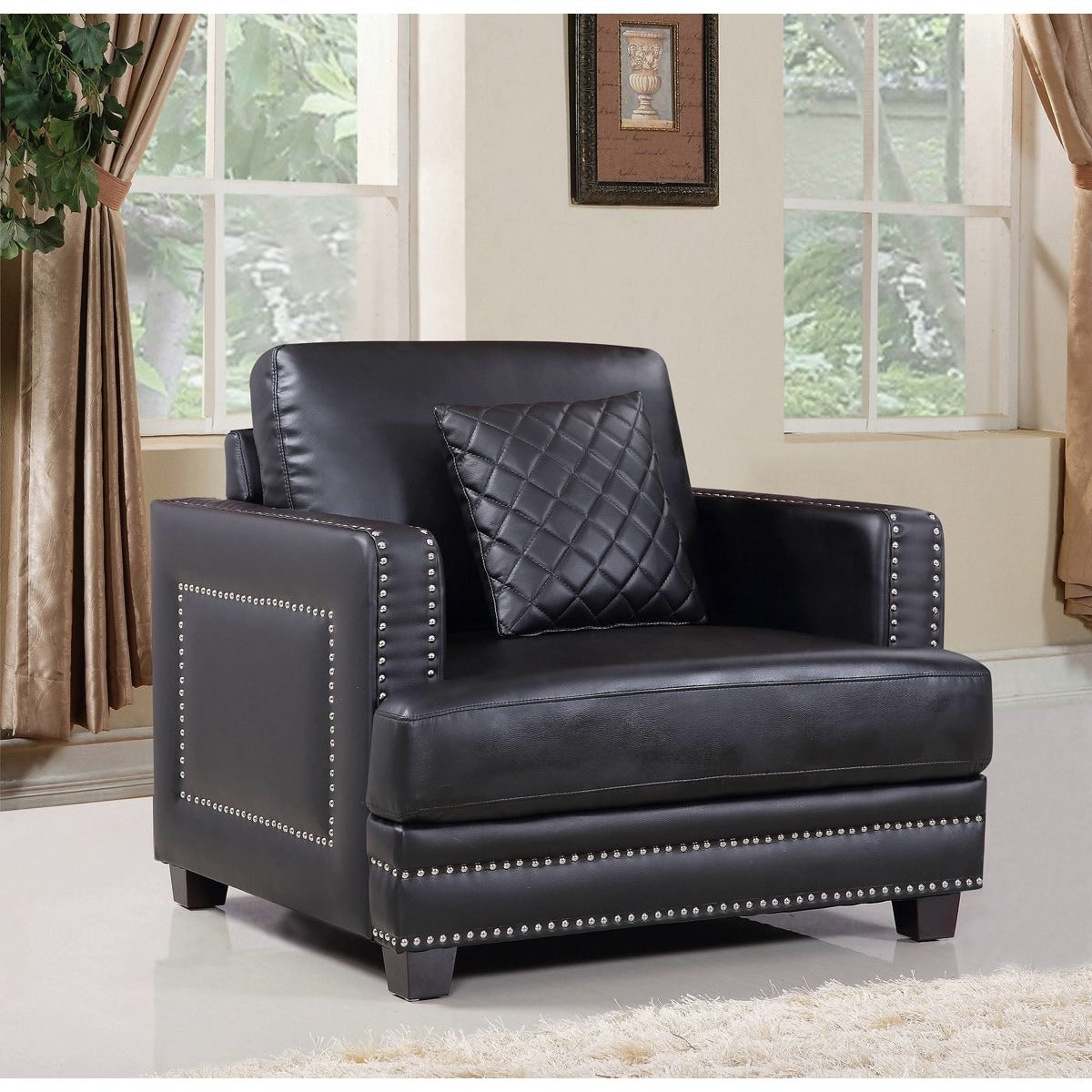 Meridian Furniture Ferrara Black Leather Chair-Minimal & Modern