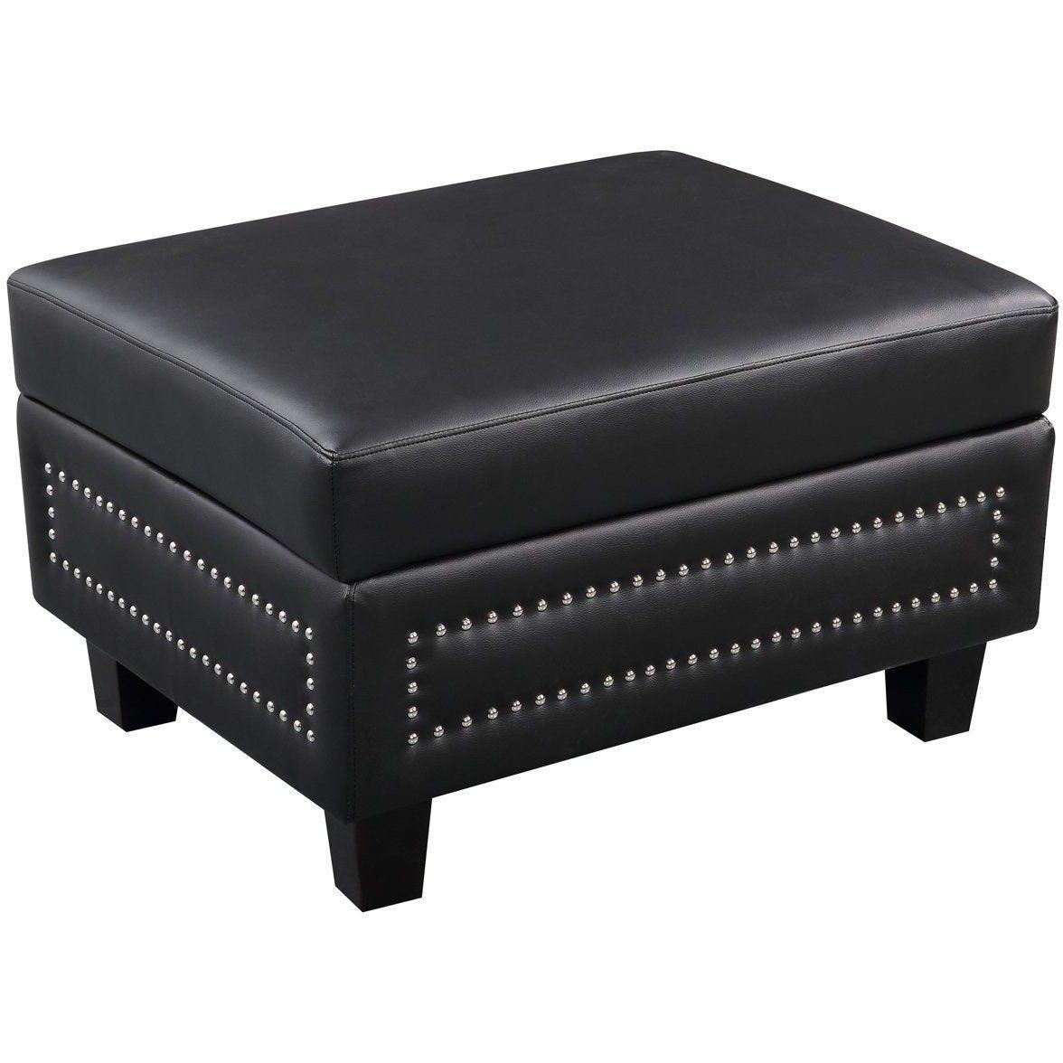 Meridian Furniture Ferrara Black Faux Leather Storage OttomanMeridian Furniture - Storage Ottoman - Minimal And Modern - 1