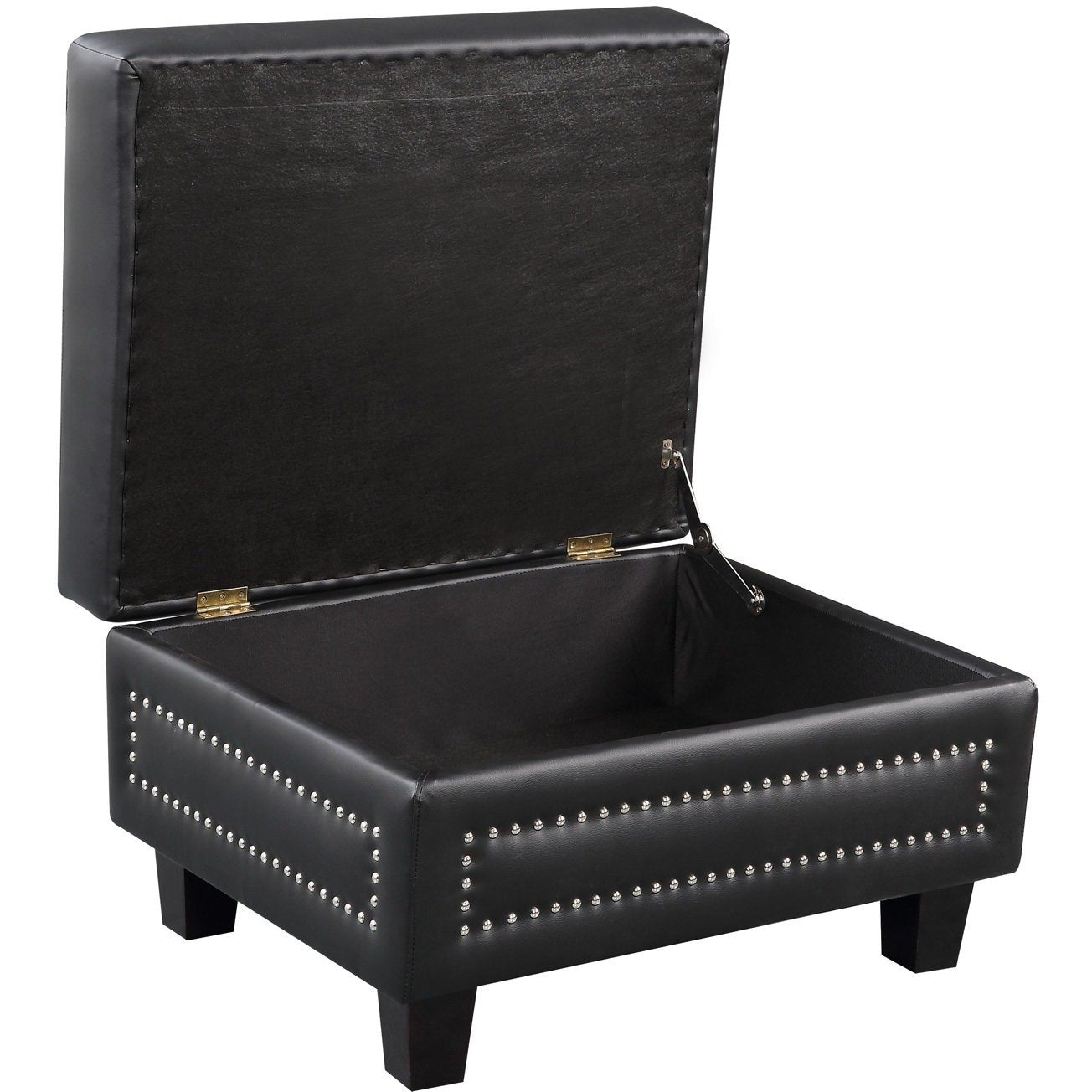 Meridian Furniture Ferrara Black Faux Leather Storage Ottoman