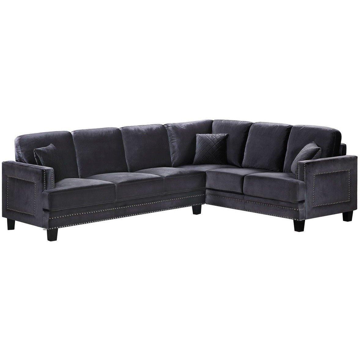 Meridian Furniture Ferrara Grey Velvet 2Pc. SectionalMeridian Furniture - 2Pc. Sectional - Minimal And Modern - 1
