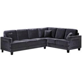 Meridian Furniture Ferrara Grey Velvet 2Pc. Sectional (LAF &amp; RAF)-Minimal & Modern