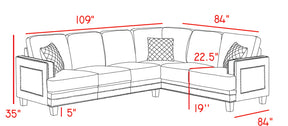 Meridian Furniture Ferrara Grey Velvet 2Pc. Sectional