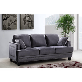 Meridian Furniture Ferrara Grey Velvet Sofa-Minimal & Modern