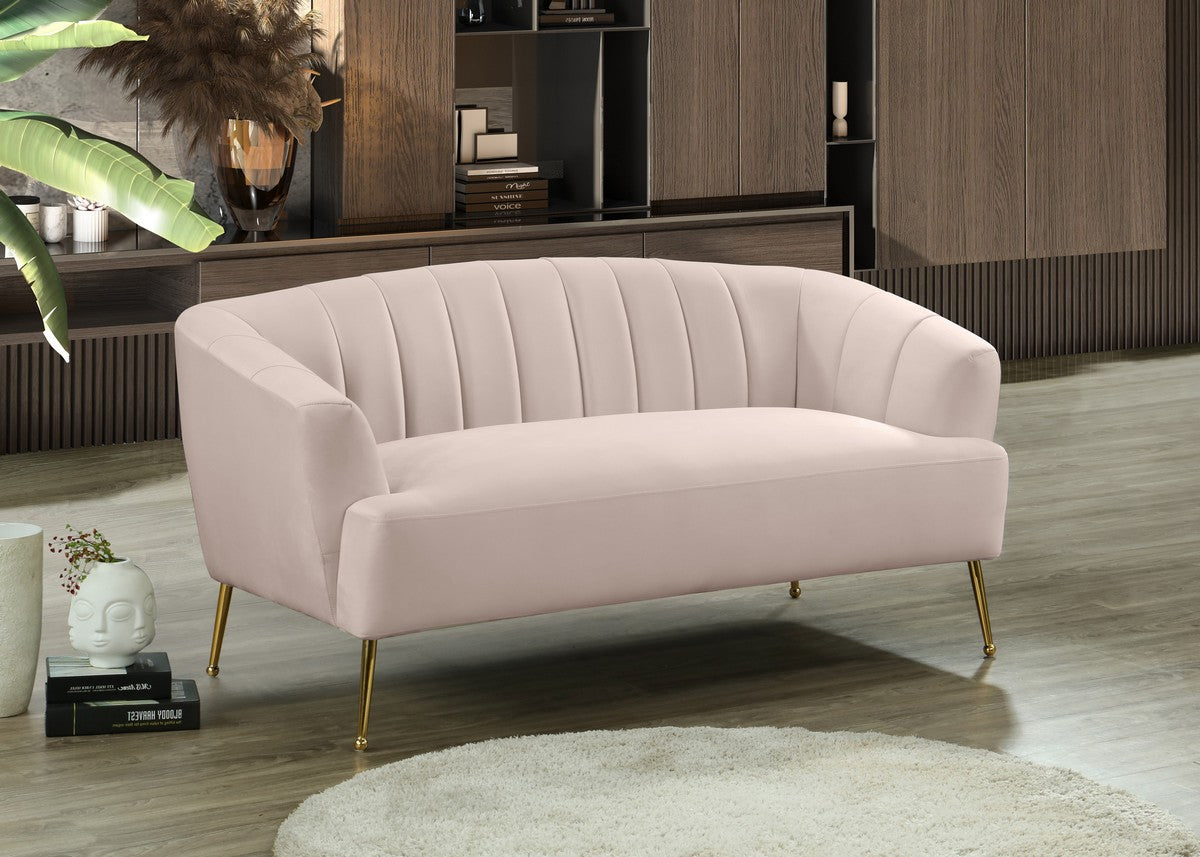 Meridian Furniture Tori Pink Velvet Loveseat
