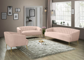 Meridian Furniture Tori Pink Velvet Loveseat