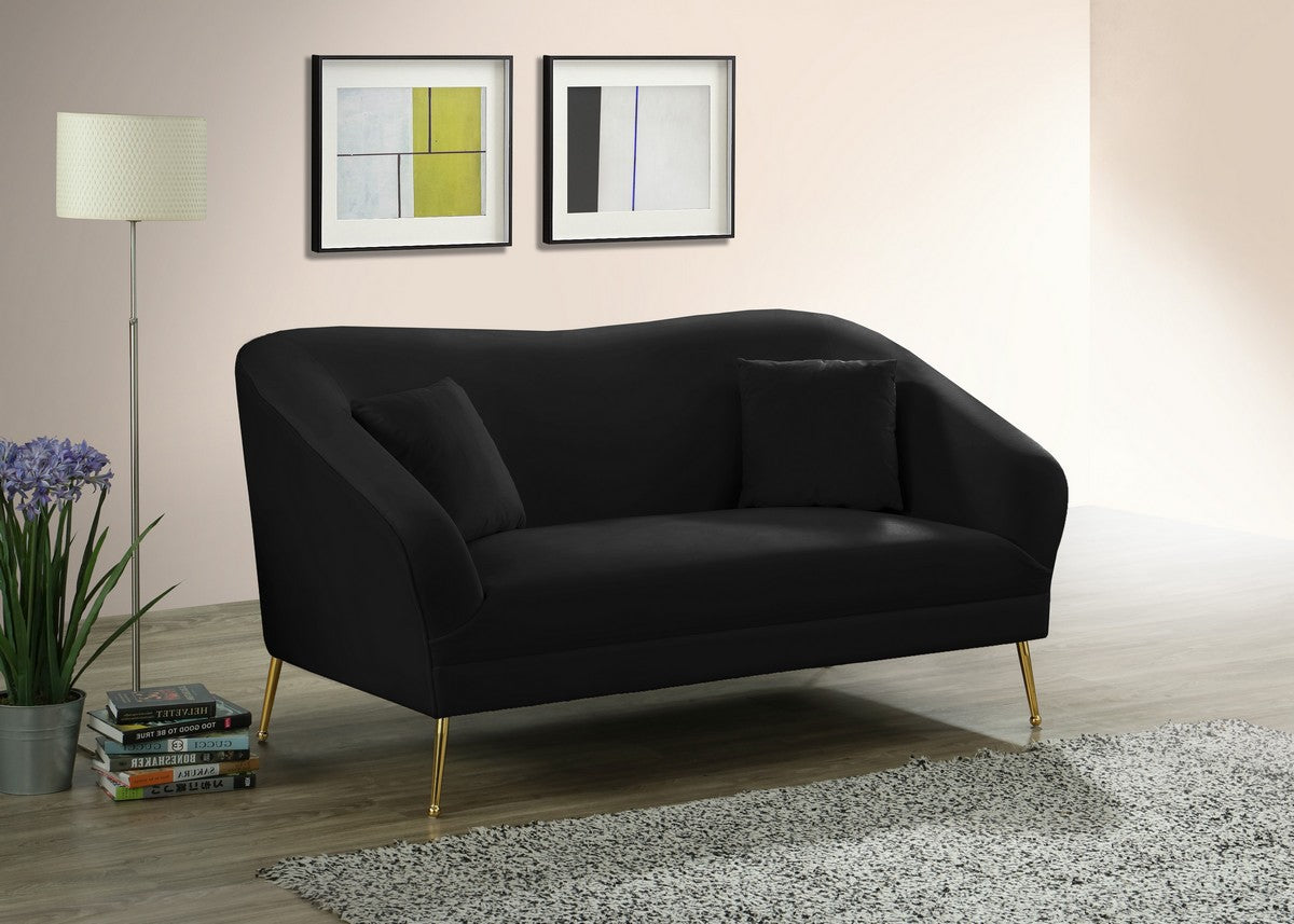 Meridian Furniture Hermosa Black Velvet Loveseat