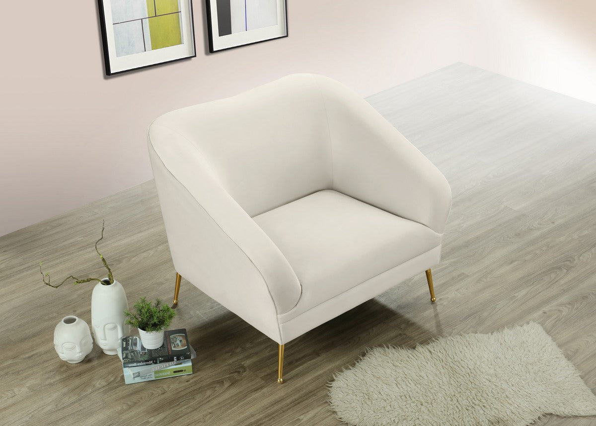 Meridian Furniture Hermosa Cream Velvet Chair