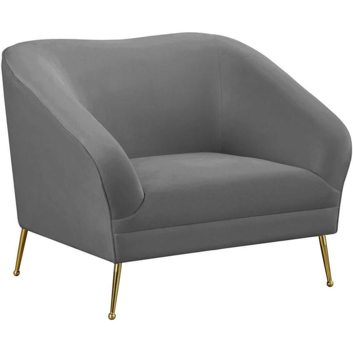 Meridian Furniture Hermosa Grey Velvet ChairMeridian Furniture - Chair - Minimal And Modern - 1