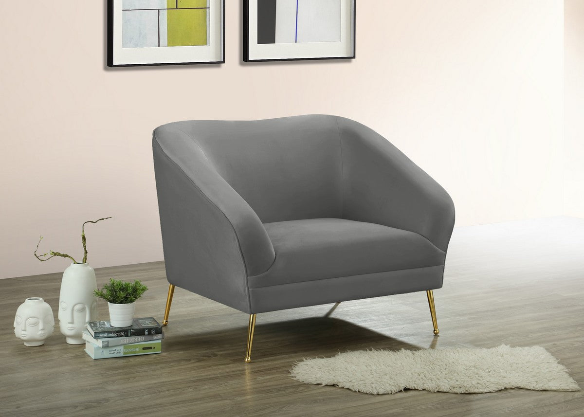 Meridian Furniture Hermosa Grey Velvet Chair