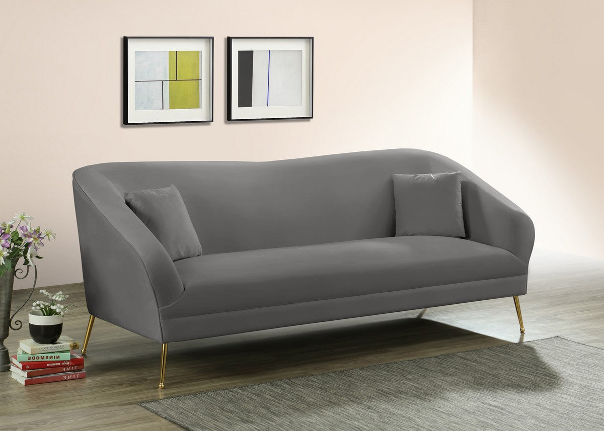 Meridian Furniture Hermosa Grey Velvet Sofa