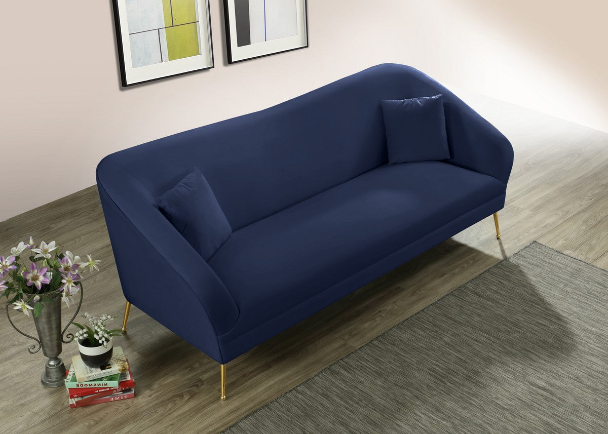 Meridian Furniture Hermosa Navy Velvet Sofa