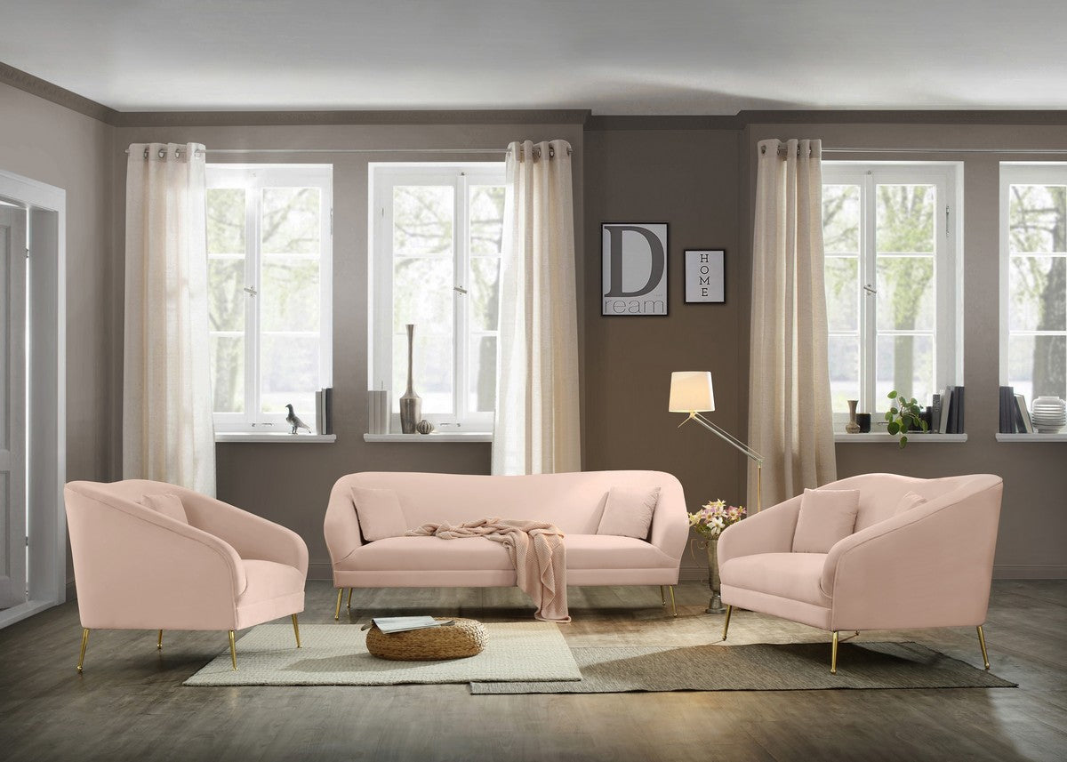 Meridian Furniture Hermosa Pink Velvet Loveseat