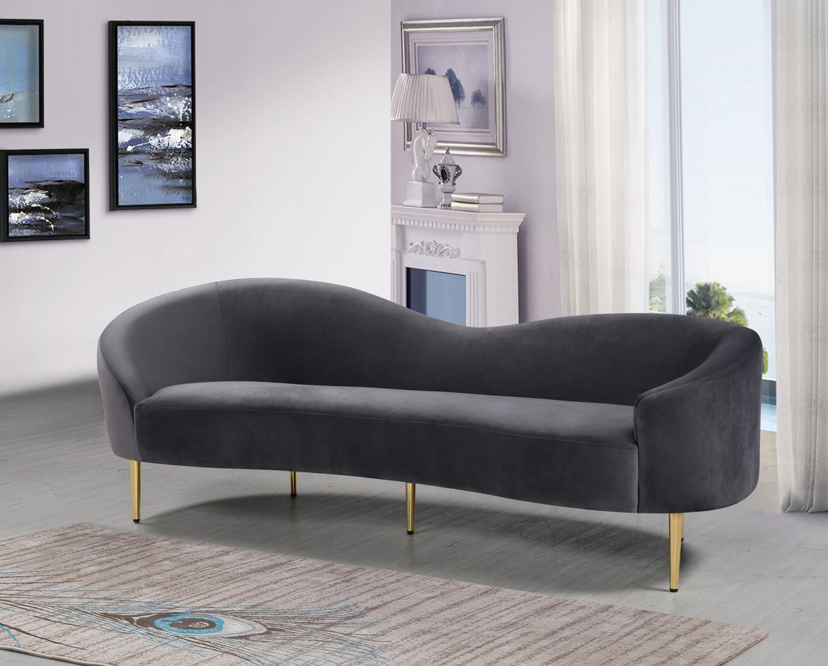 Meridian Furniture Ritz Grey Velvet Sofa