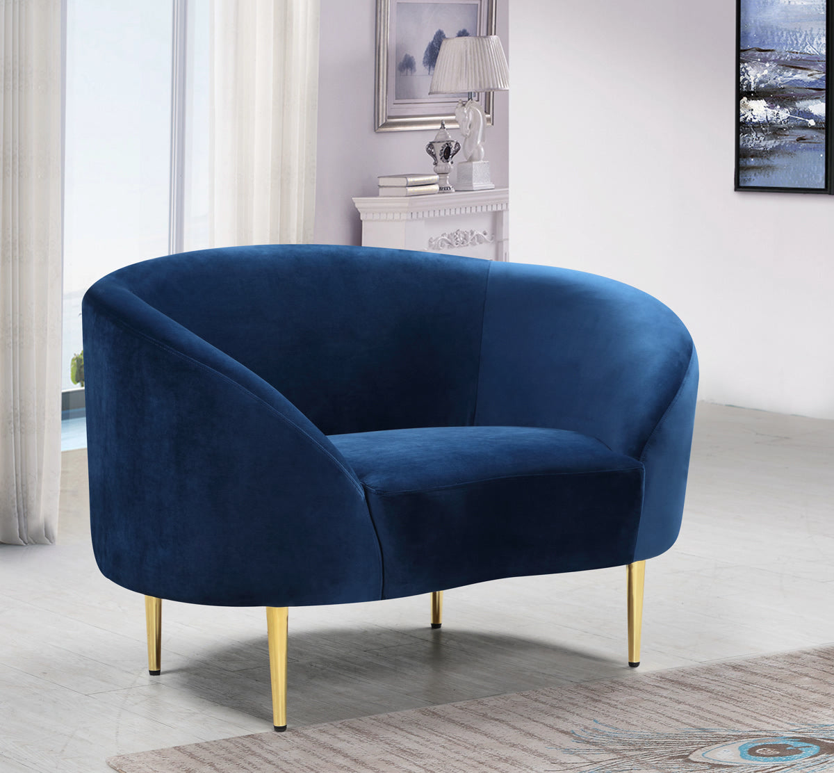 Meridian Furniture Ritz Navy Velvet Chair