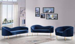 Meridian Furniture Ritz Navy Velvet Loveseat