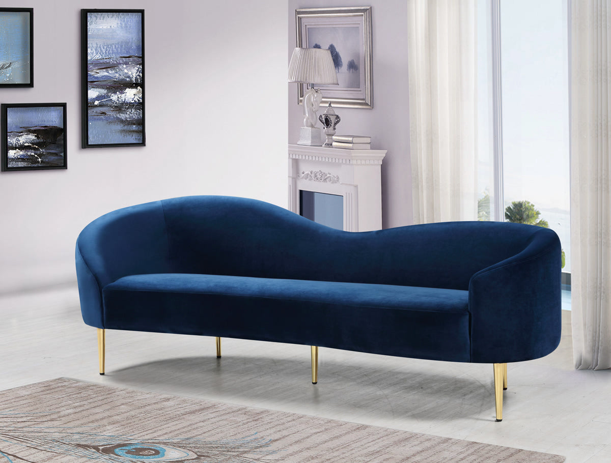 Meridian Furniture Ritz Navy Velvet Sofa